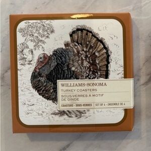 Williams Sonoma Thanksgiving Turkey Coasters Set Of 4 New In Box, Sealed